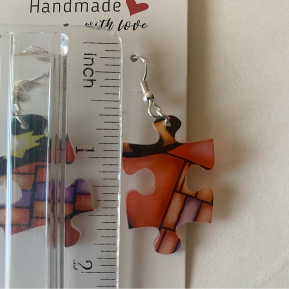Handmade puzzle earrings - Picture 8 of 10